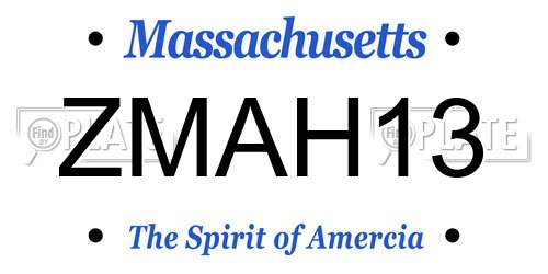 ZMAH13 Massachusetts License Plate