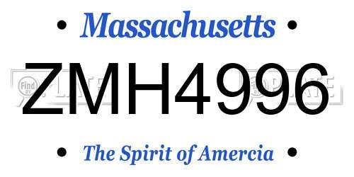 ZMH4996 Massachusetts License Plate
