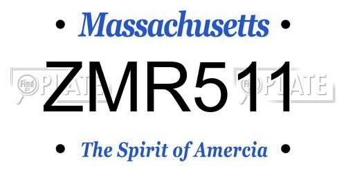 ZMR511 Massachusetts License Plate