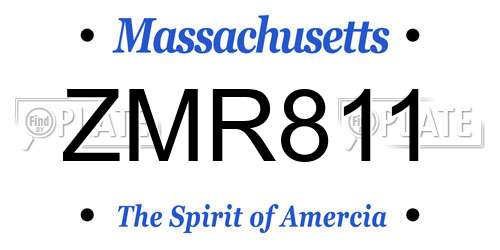 ZMR811 Massachusetts License Plate