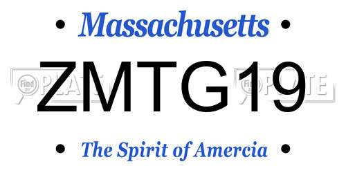 ZMTG19 Massachusetts License Plate