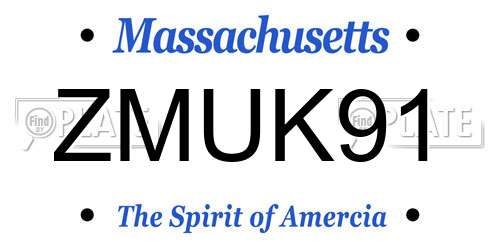 ZMUK91 Massachusetts License Plate