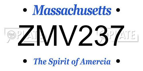 ZMV237 Massachusetts License Plate
