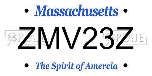ZMV23Z Massachusetts License Plate