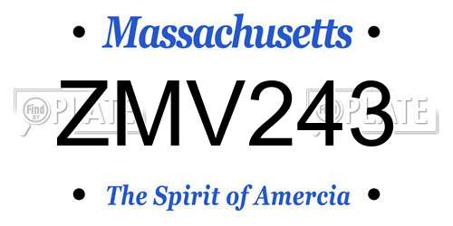 ZMV243 Massachusetts License Plate