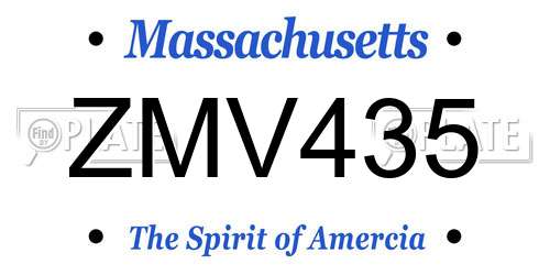 ZMV435 Massachusetts License Plate