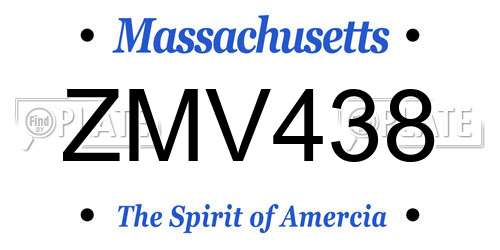 ZMV438 Massachusetts License Plate
