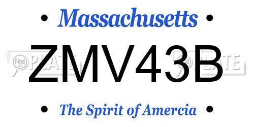 ZMV43B Massachusetts License Plate