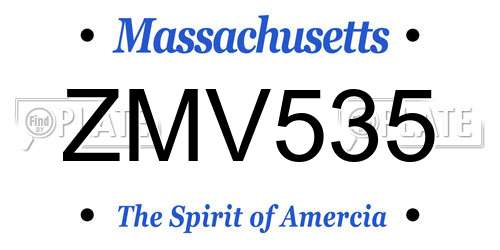 ZMV535 Massachusetts License Plate