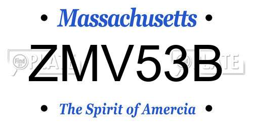 ZMV53B Massachusetts License Plate