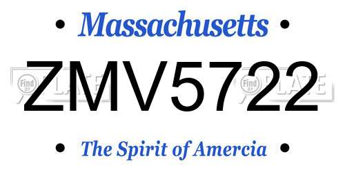 ZMV5722 Massachusetts License Plate