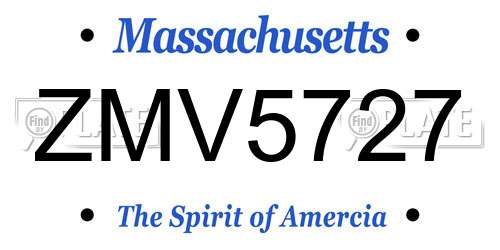 ZMV5727 Massachusetts License Plate