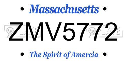 ZMV5772 Massachusetts License Plate