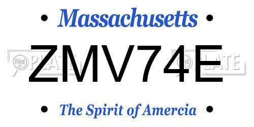 ZMV74E Massachusetts License Plate