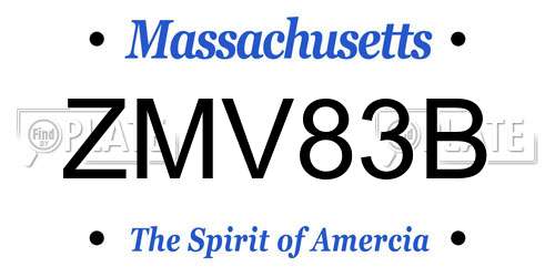 ZMV83B Massachusetts License Plate