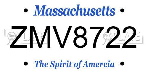 ZMV8722 Massachusetts License Plate