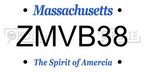 ZMVB38 Massachusetts License Plate