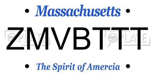 ZMVBTTT Massachusetts License Plate