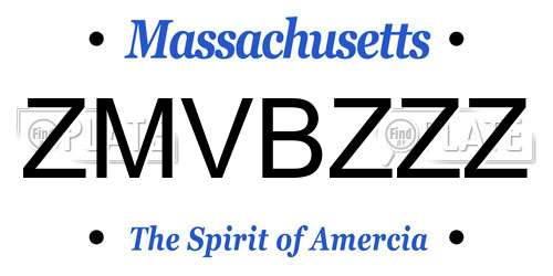 ZMVBZZZ Massachusetts License Plate