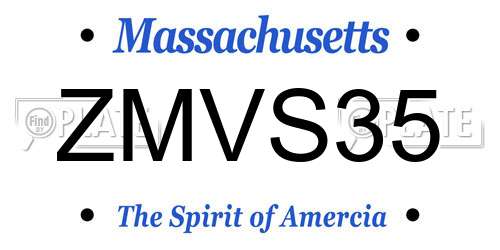 ZMVS35 Massachusetts License Plate