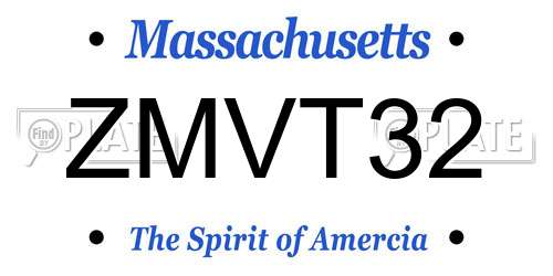 ZMVT32 Massachusetts License Plate