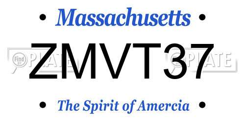 ZMVT37 Massachusetts License Plate