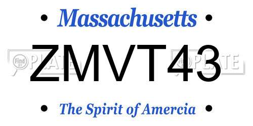 ZMVT43 Massachusetts License Plate