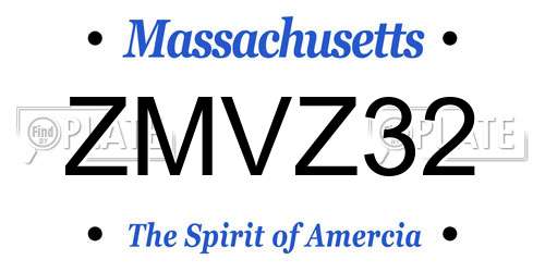 ZMVZ32 Massachusetts License Plate