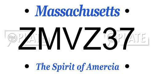 ZMVZ37 Massachusetts License Plate
