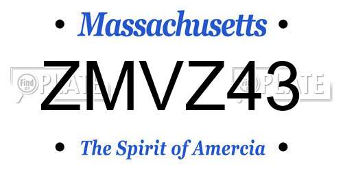 ZMVZ43 Massachusetts License Plate