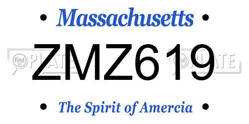 ZMZ619 Massachusetts License Plate