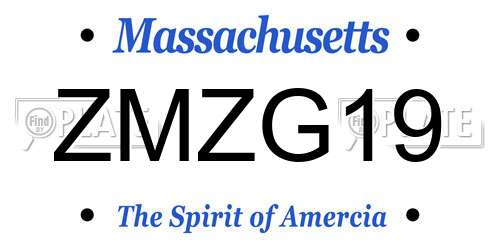 ZMZG19 Massachusetts License Plate