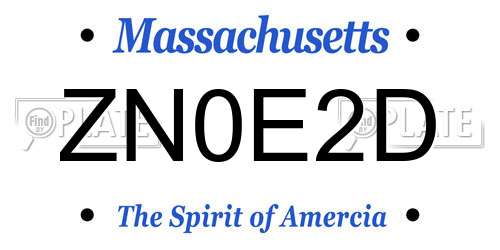 ZN0E2D Massachusetts License Plate
