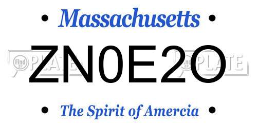 ZN0E2O Massachusetts License Plate