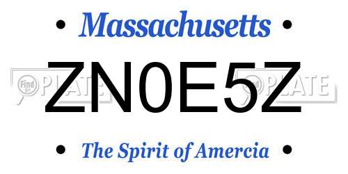 ZN0E5Z Massachusetts License Plate