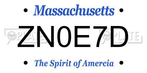 ZN0E7D Massachusetts License Plate