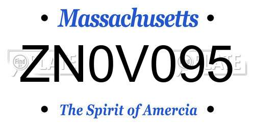 ZN0V095 Massachusetts License Plate
