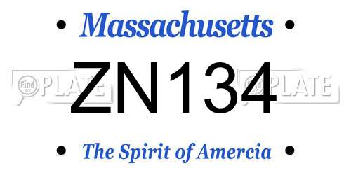 ZN134 Massachusetts License Plate
