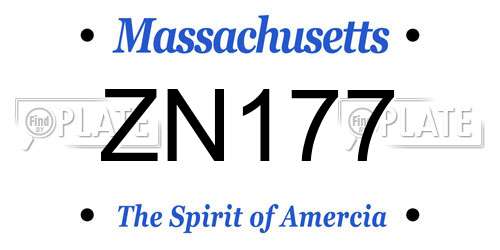 ZN177 Massachusetts License Plate