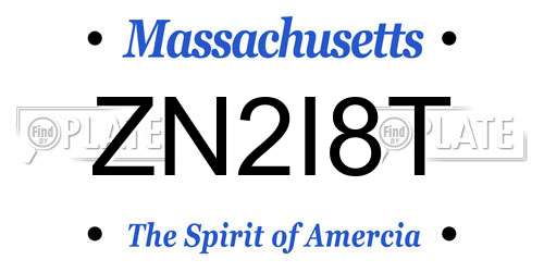ZN2I8T Massachusetts License Plate