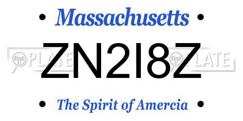 ZN2I8Z Massachusetts License Plate