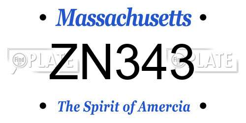 ZN343 Massachusetts License Plate