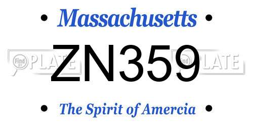 ZN359 Massachusetts License Plate