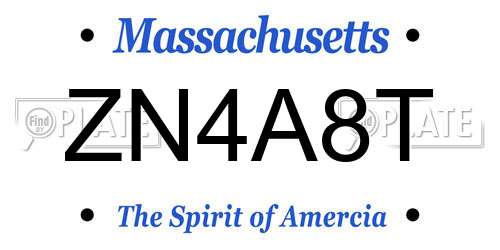 ZN4A8T Massachusetts License Plate