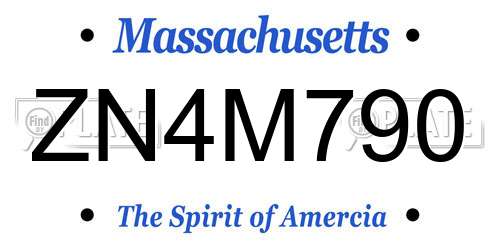 ZN4M790 Massachusetts License Plate