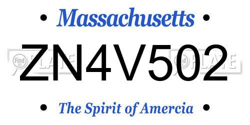 ZN4V502 Massachusetts License Plate