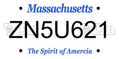 ZN5U621 Massachusetts License Plate