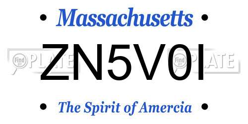 ZN5V0I Massachusetts License Plate