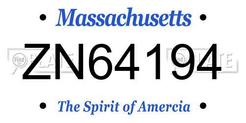 ZN64194 Massachusetts License Plate