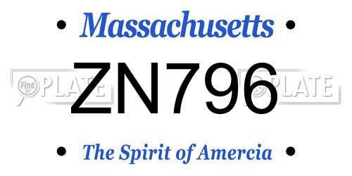 ZN796 Massachusetts License Plate